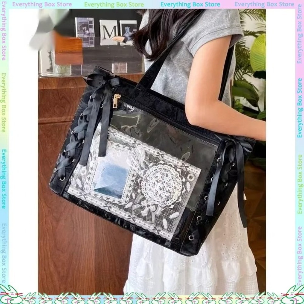Luxury Bags Tote - 多用途ファッションリボンイタバッグ大容量アニメバッグデイリーワンショルダートートバッグ高級透明ディスプレイハンドバッグ