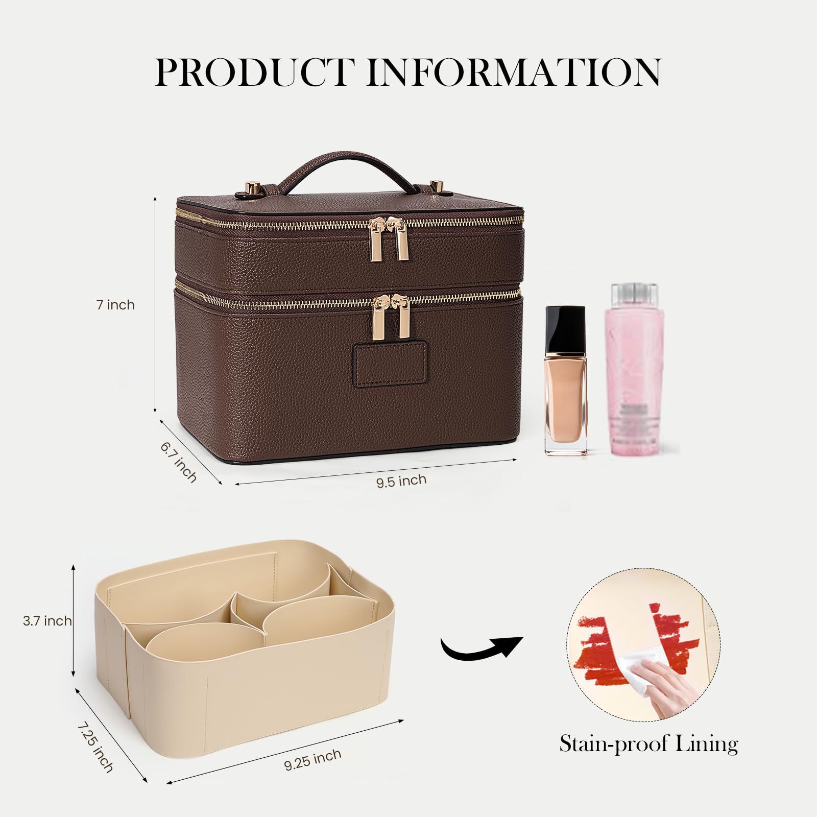 大容量二層式高級化粧ポーチ 旅行用トップハンドル付きポータブ - Luxury Bags Leather のレビューと価格