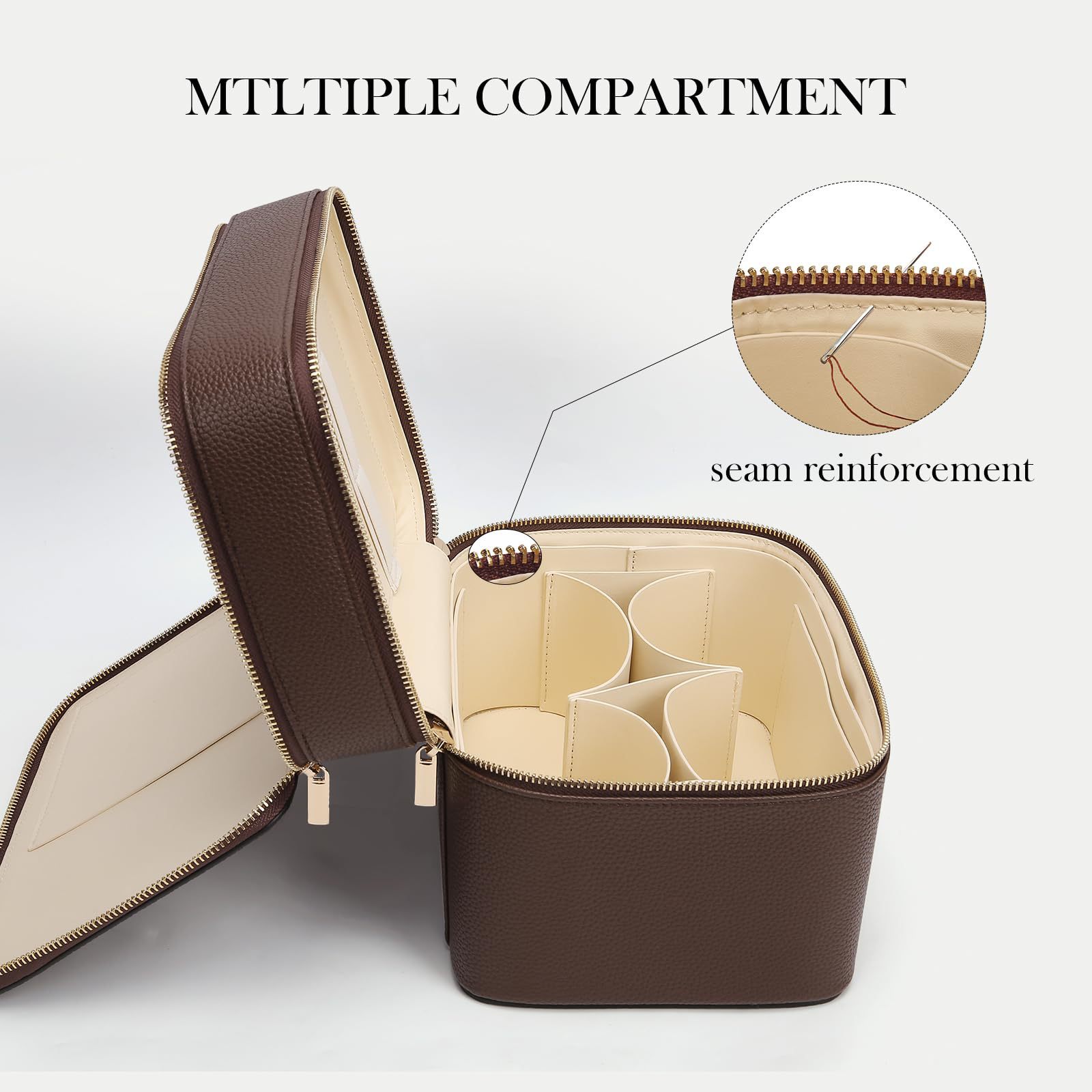 大容量二層式高級化粧ポーチ 旅行用トップハンドル付きポータブ - Luxury Bags Leather のレビューと価格