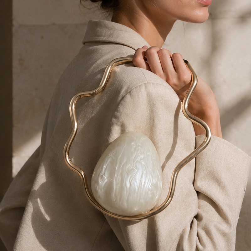 女性用ミニアクリルエッグバッグ、ゴールドフレーム付きキュート - Luxury Bags Cute のレビューと価格